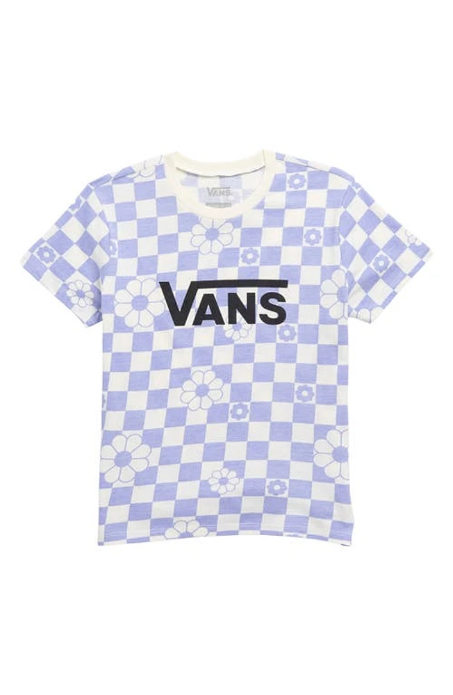 Vans Kids' G Floral Check Cotton Graphic T-Shirt in Sweet Lavender Floral at Nordstrom