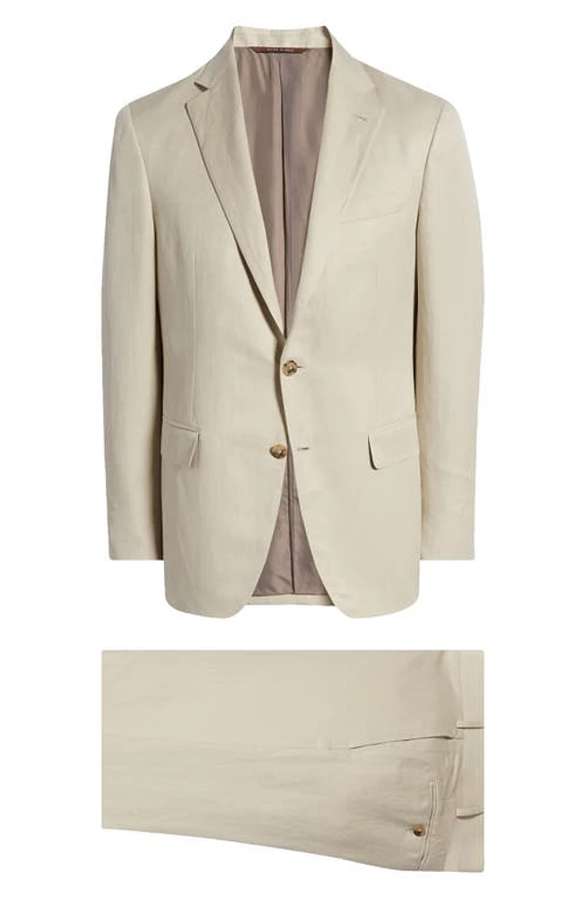 Canali Kei Trim Fit Beige Linen & Silk Wool Suit Light at Nordstrom, Us