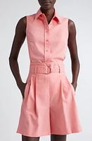 Akris punto Sleeveless Button-Up Shirt Flamingo at Nordstrom,