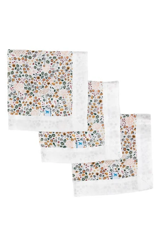 little unicorn 3-Pack Print Cotton Muslin Blankets in Pressed Petals at Nordstrom