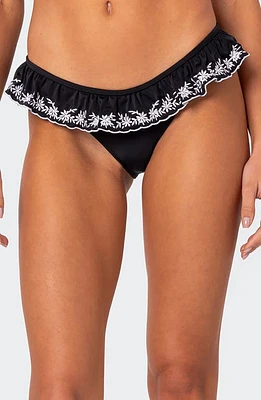 EDIKTED Frilly Bikini Bottoms Black at Nordstrom,