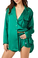 Free People Like Honey Long-Sleeve Satin Pajama Shirt at Nordstrom,