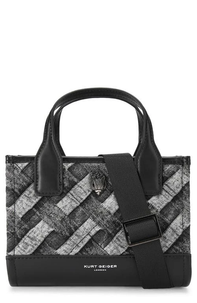 Kurt Geiger London XS Kensington Square Denim Crossbody Tote in Black at Nordstrom