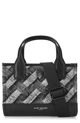 Kurt Geiger London XS Kensington Square Denim Crossbody Tote in Black at Nordstrom