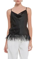 Endless Rose Feather Hem Satin Camisole at Nordstrom,