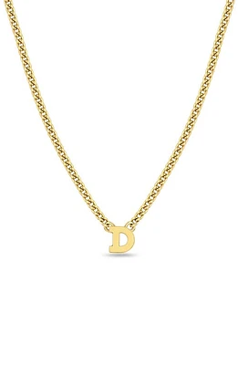 Zoë Chicco Curb Chain Initial Pendant Necklace in Yellow Gold-D at Nordstrom, Size 16