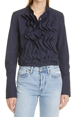 TWP Patti Ruffle Cotton Blouse Midnight at Nordstrom,