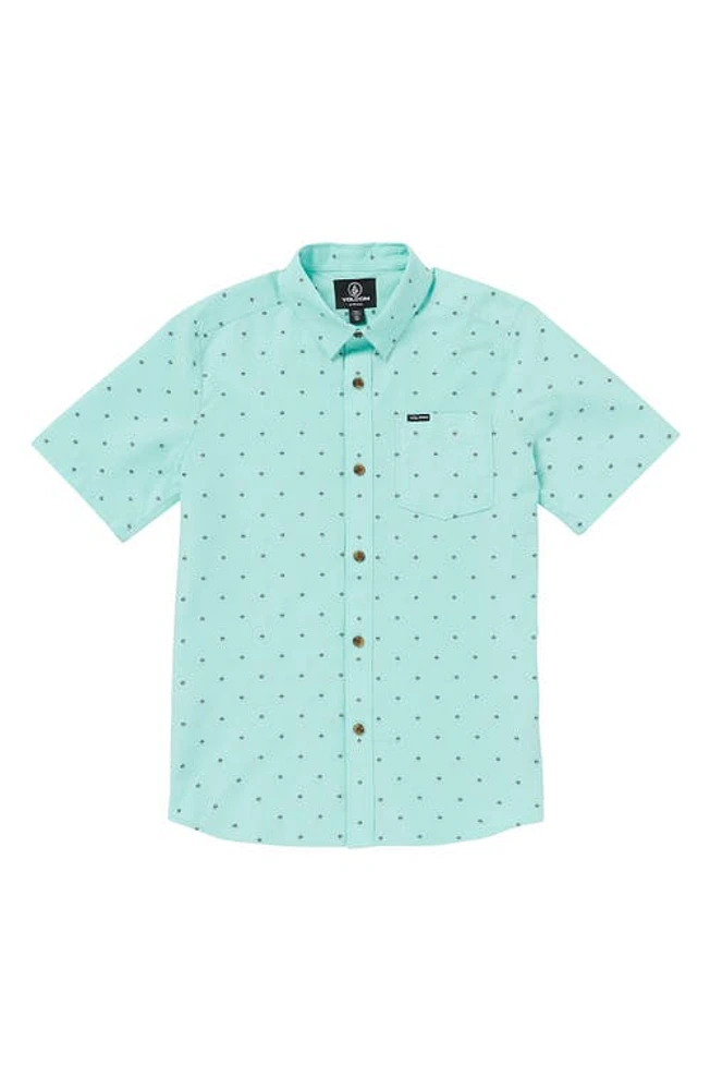 Volcom Kids' Geo Print Short Sleeve Button-Up Shirt Crete Blue at