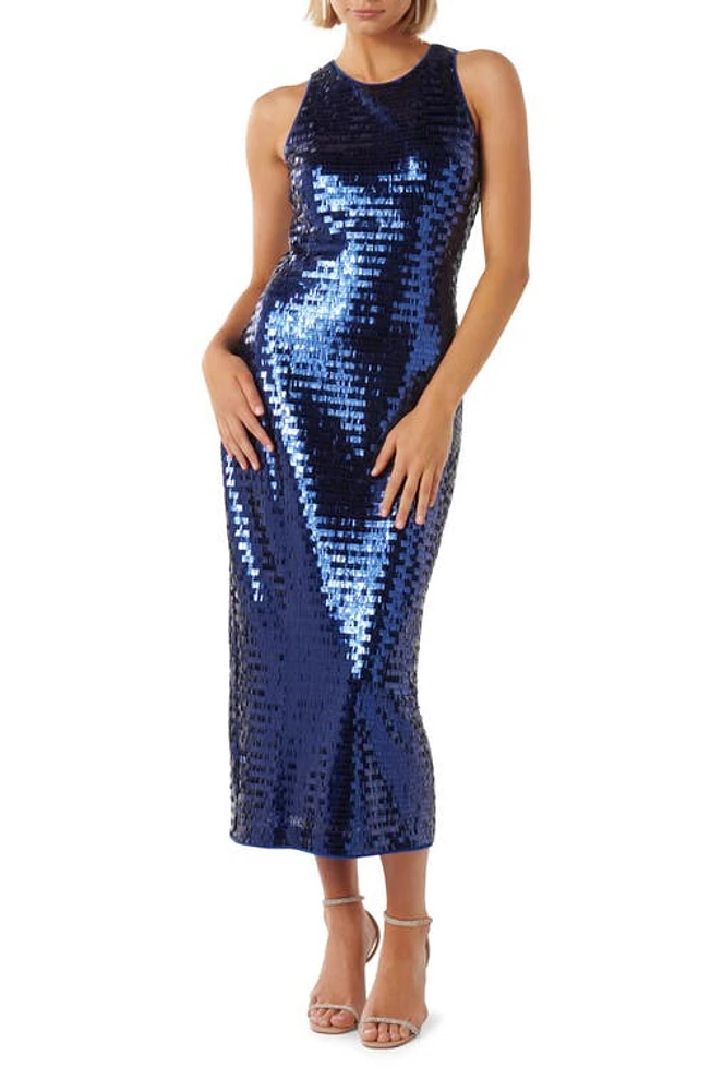 Ever New Lolita Sequin Cocktail Midi Dress Navy at Nordstrom,