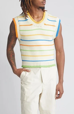 AGBOBLY Stripe Reversible Merino Wool Sweater Vest White Multi at Nordstrom,