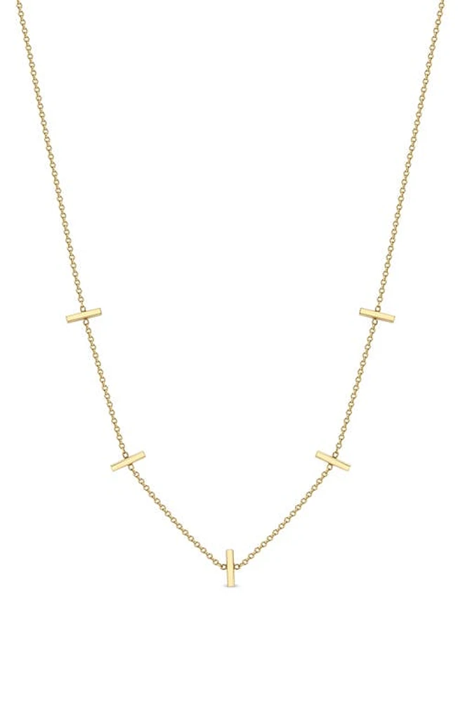 Zoë Chicco 14K Yellow Gold Bar Station Necklace at Nordstrom, Size 18