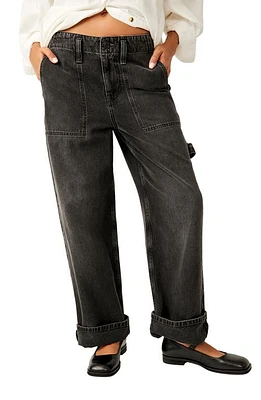 Free People Major Leagues Cargo Jeans Vintage Black at Nordstrom,