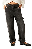 Free People Major Leagues Cargo Jeans Vintage Black at Nordstrom,