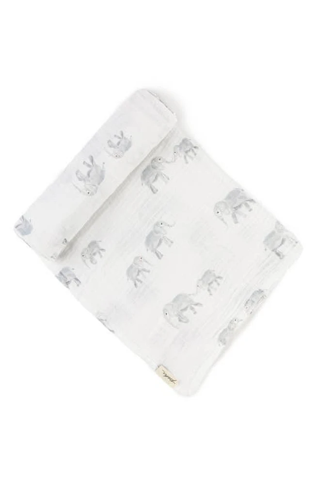 Pehr Print Organic Cotton Swaddle in Elephant/Grey at Nordstrom