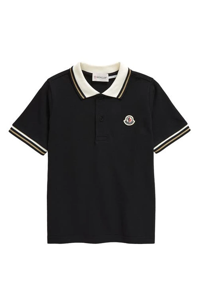 Moncler Kids' Cotton Piqué Polo Black at Nordstrom,