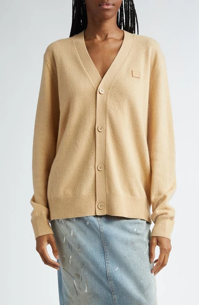 Acne Studios Keve Face Patch Wool Cardigan at Nordstrom,