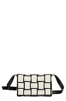 Bottega Veneta Medium Cassette Canvas & Leather Crossbody Bag in Natural/Black-Silver at Nordstrom