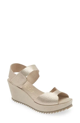 Pedro Garcia Fama Platform Wedge Sandal White Gold Cervo Lame at Nordstrom,