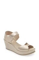 Pedro Garcia Fama Platform Wedge Sandal White Gold Cervo Lame at Nordstrom,