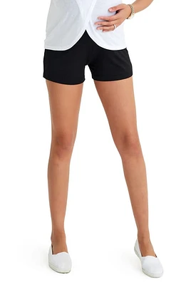 Accouchée Foldover Waistband Maternity Shorts in Black at Nordstrom