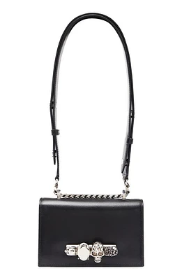 Alexander McQueen Mini The Biker Jeweled Satchel Leather in 1000 Black at Nordstrom