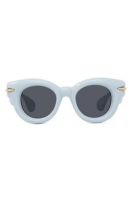 Loewe Inflated Pantos 46mm Small Round Sunglasses in Light Blue/Other /Smoke at Nordstrom