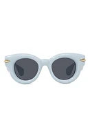 Loewe Inflated Pantos 46mm Small Round Sunglasses in Light Blue/Other /Smoke at Nordstrom