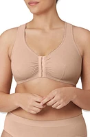 Glamorise Front Close Cotton Blend T-Back Comfort Bra at Nordstrom,