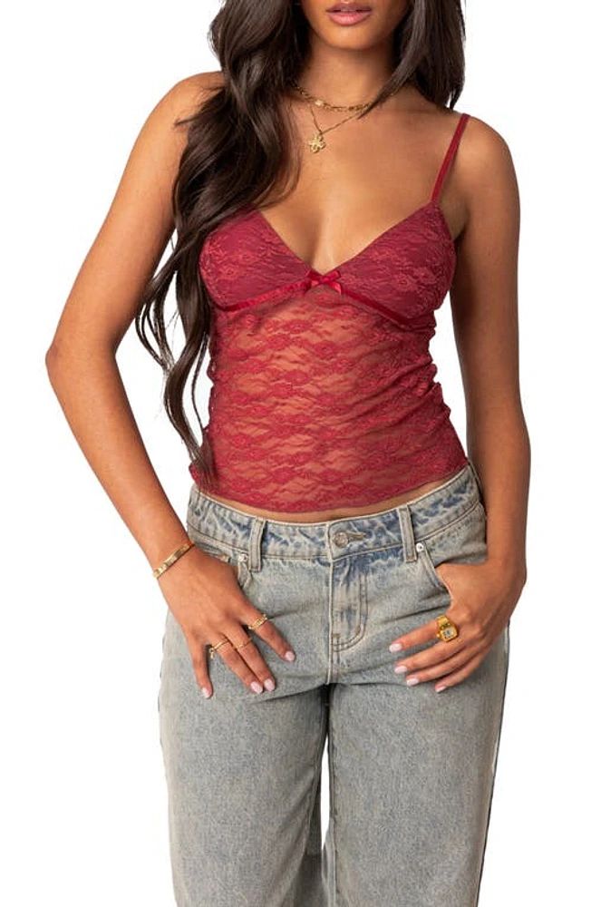 EDIKTED Eira Lace Camisole Bordu at Nordstrom,