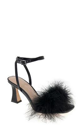 bcbg Relby Faux Feather Sandal Black at Nordstrom,