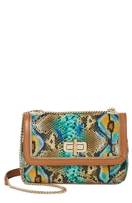 Brahmin Rosalie Snake Embossed Leather Convertible Crossbody Bag in Mineral Blue at Nordstrom