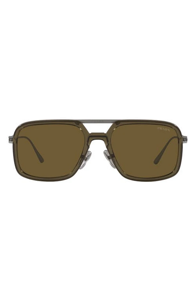 Prada 55mm Polarized Square Sunglasses in Dark Brown at Nordstrom