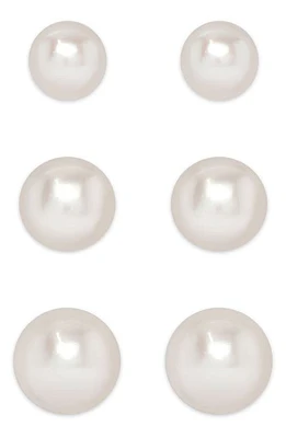 Lily Nily 3-Pair Pearl Stud Earrings in Silver at Nordstrom