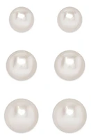 Lily Nily 3-Pair Pearl Stud Earrings in Silver at Nordstrom