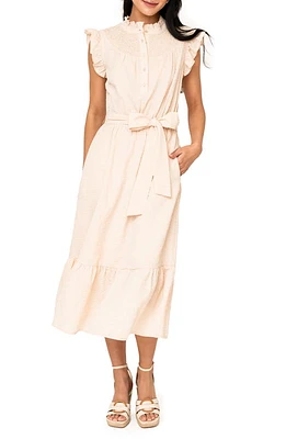 GIBSONLOOK Textured Smocked Ruffle Midi Dress at Nordstrom,