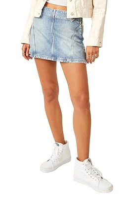 Free People We the Runaway Denim Miniskirt Open Sky at Nordstrom,