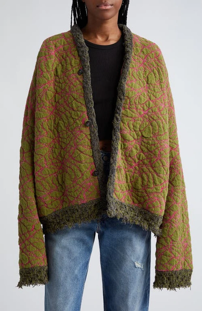 Vitelli Reversible Jacquard Cardigan in Moss/Pink at Nordstrom, Size 1