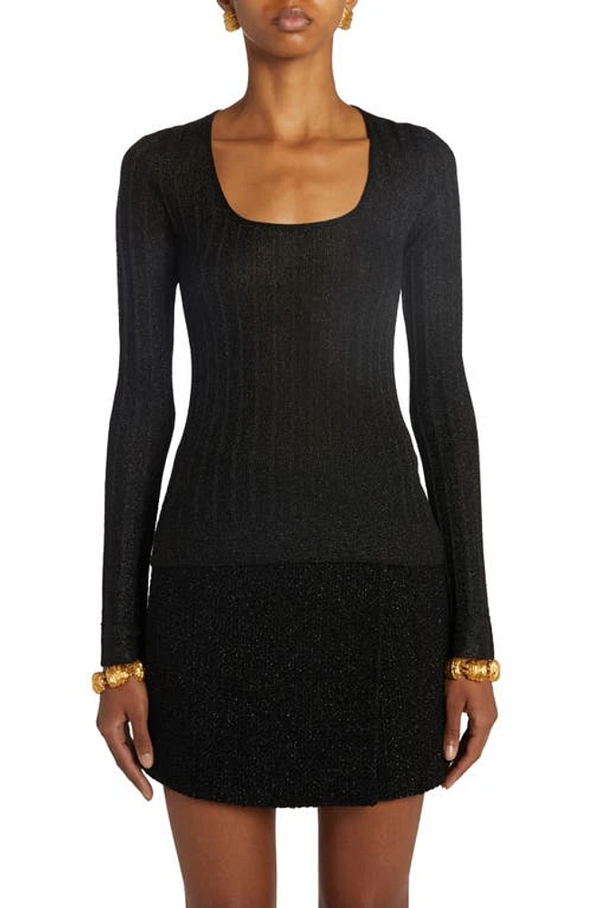 TOM FORD Scoop Neck Metallic Rib Top at Nordstrom,