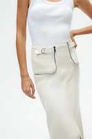 Nocturne Long Skirt with Zipper Detail in Ecru at Nordstrom