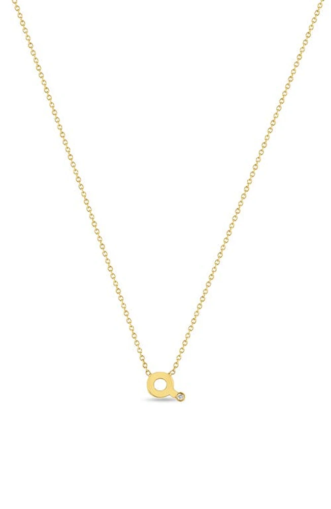 Zoë Chicco Diamond Initial Pendant Necklace in Yellow Gold-Q at Nordstrom, Size 16