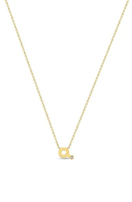 Zoë Chicco Diamond Initial Pendant Necklace in Yellow Gold-Q at Nordstrom, Size 16