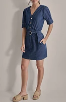 DKNY Short Sleeve Denim Minidress Lagoon Wash at Nordstrom,