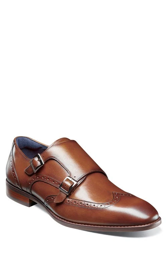 Stacy Adams Karson Wingtip Double Monk Strap Shoe Cognac at Nordstrom,