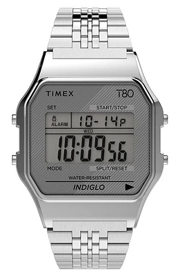 Timex T80 Digital Bracelet Watch, 34mm in Silver at Nordstrom