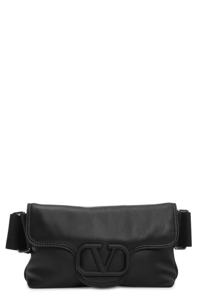 Valentino Garavani Small VLOGO Leather Satchel in Nero at Nordstrom