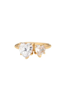 Ettika Cubic Zirconia Double Heart Ring in Gold at Nordstrom, Size 7