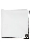 CLIFTON WILSON White Cotton Herringbone Pocket Square with Black Trim at Nordstrom