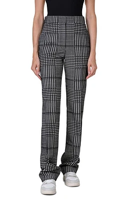 Akris punto Chio Houndstooth Plaid Stretch Cotton Straight Leg Pants Black-Cashew at Nordstrom,