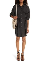 Isabel Marant Étoile Liliane Stripe Tie Waist Shirtdress Black Midnight at Nordstrom, Us