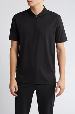 HUGO Dekok Zip Polo Black at Nordstrom,